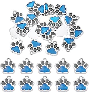 [PATIKIL] 20個 ドッグポープリント装飾 かわいいポー装飾ペンダント宝石メイキングDIYペットメモリアルギフト ブルー/黒