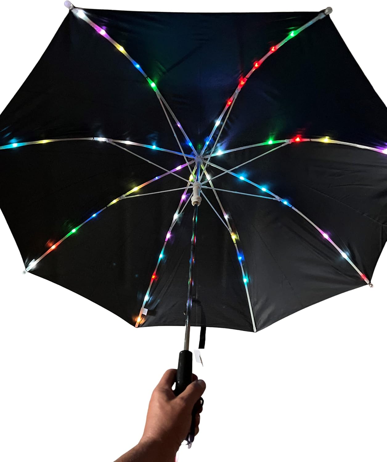 Rain Umbrella | LED UMBRELLA for Rain or Sun or Just for Fun | Quality Rain Umbrella for All Ages Boys/Girls/Adults |Great for Your Social Media Videos | Sun Wind Umbrella SJF Products (Black)