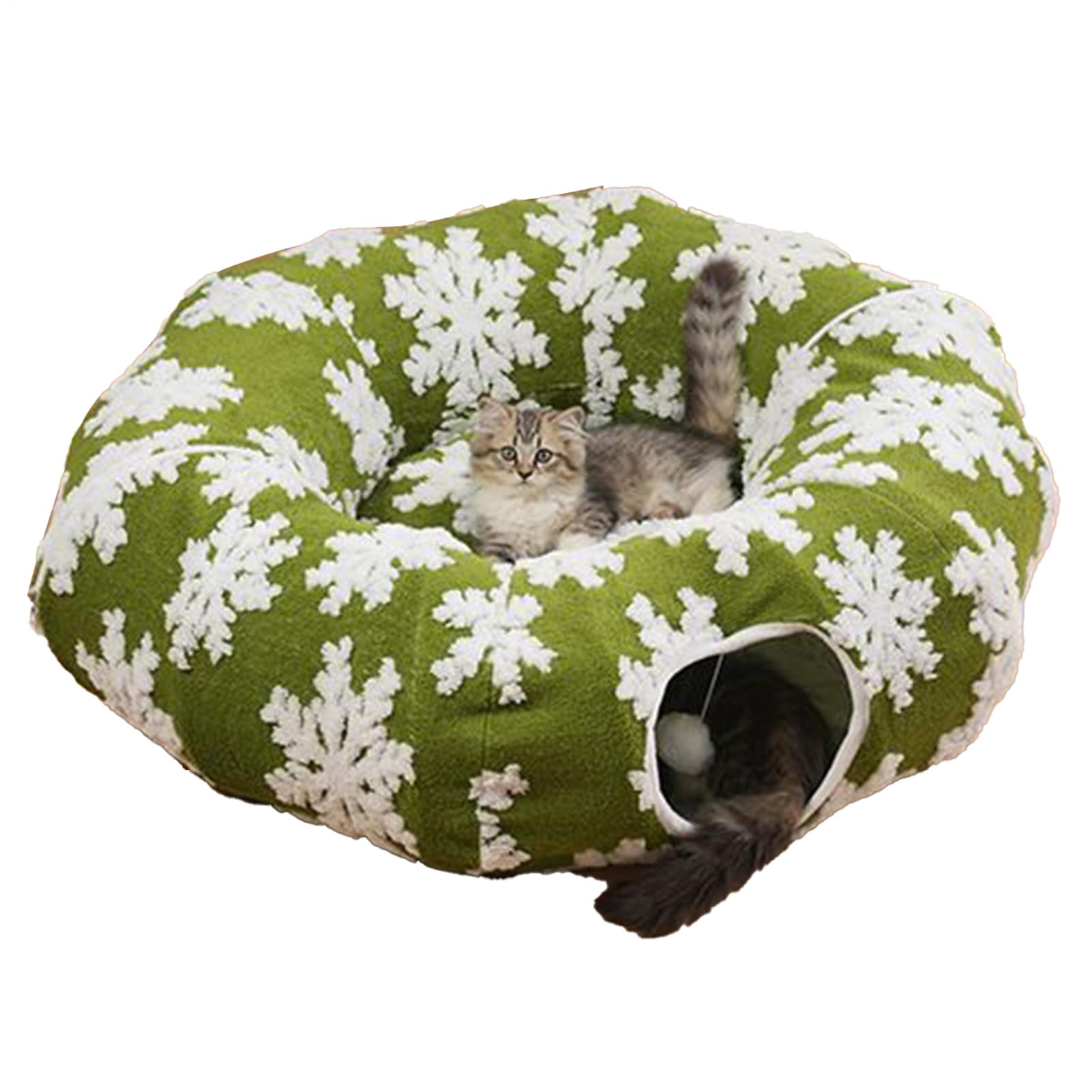 Nid de Noël pour chat en forme de beignet chaud pour jouer et se reposer