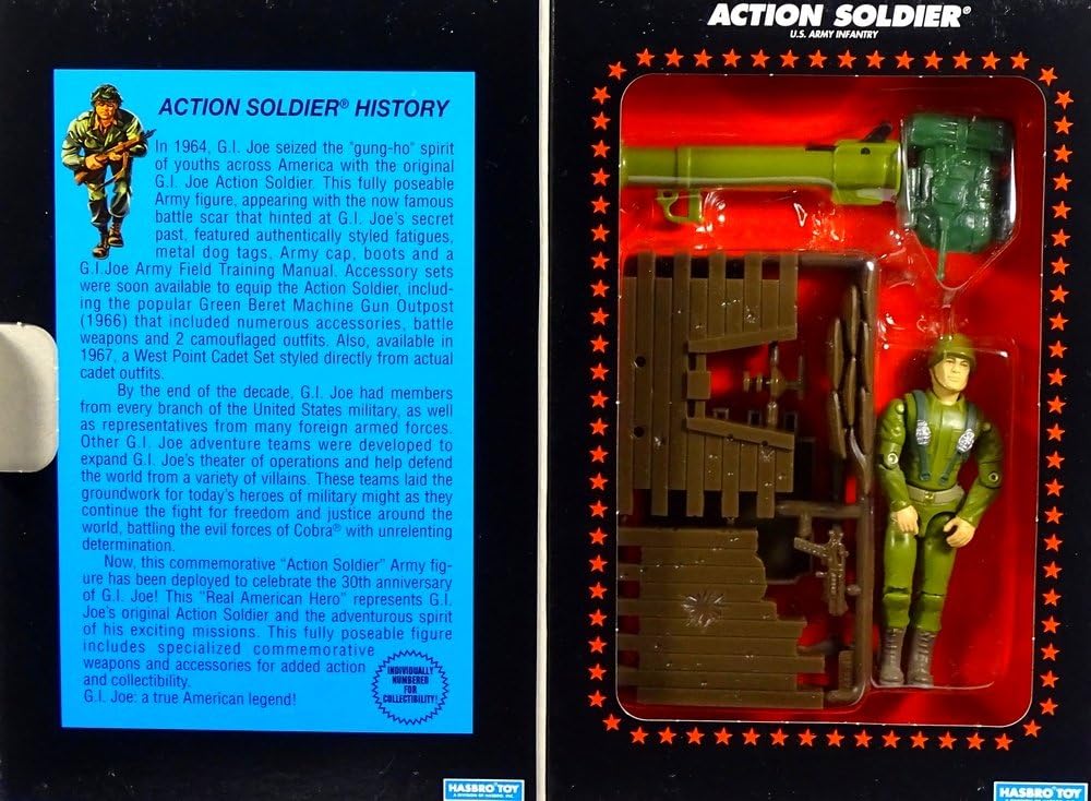 GI Joe Year Commemorative Collection 3 3/4 Inch Tall Action Figure - Action Soldier U.S. Army Infantry with Battle Bunker, Bazooka that Shoots and Accessories