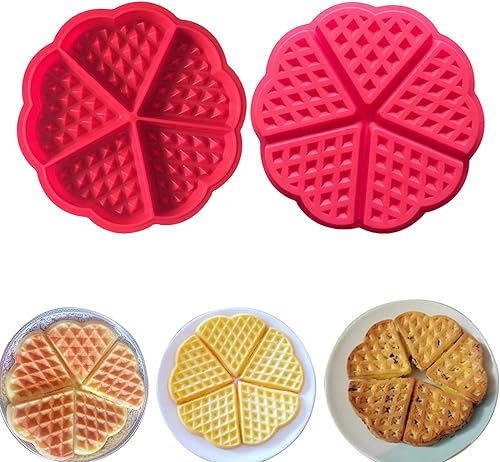 HYCSC Molde de silicona para gofres, molde de silicona de 5 cavidades para hacer gofres, molde de silicona antiadherente para hornear, ideal para