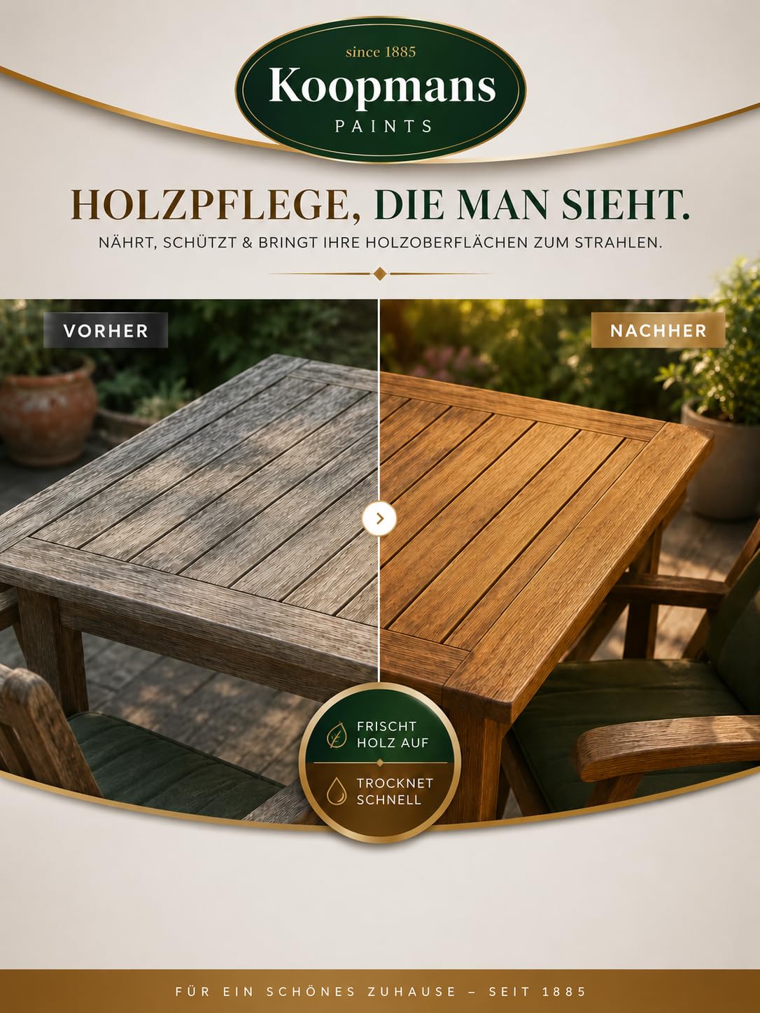 Koopmans Larcholie Holzöl Naturteak – 5 L für Nadelholz und Thermoholz Terrassenöl Holzschutz wetterfest tiefenwirksame Imprägnierung