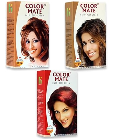 Color Mate Organic Rich Cream | Hair Colour for Women & Men | Enriched with Natural Oil | Instant Shine & Smoothness | Long Lasting Hair Colour | Soft & Silky Touch |No Ammonia Hair Color | Color Mate Hair Cream Color (Burgundy + Golden copper+ Golden brown) - Pack of 3