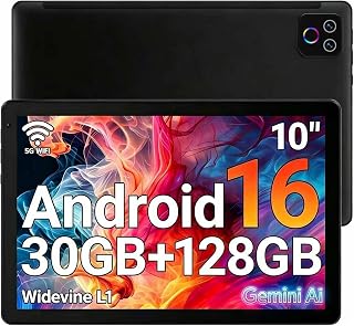 URAO Tablet,10.1" Android Tablet with Octa-core Processor 30GB RAM 128GB ROM HD IPS Touchscreen 8H Battery, Wi-Fi 6, BT 5.4, Dual Camera, Android 16 Tablets 2026 - Amazon product rated Grade A