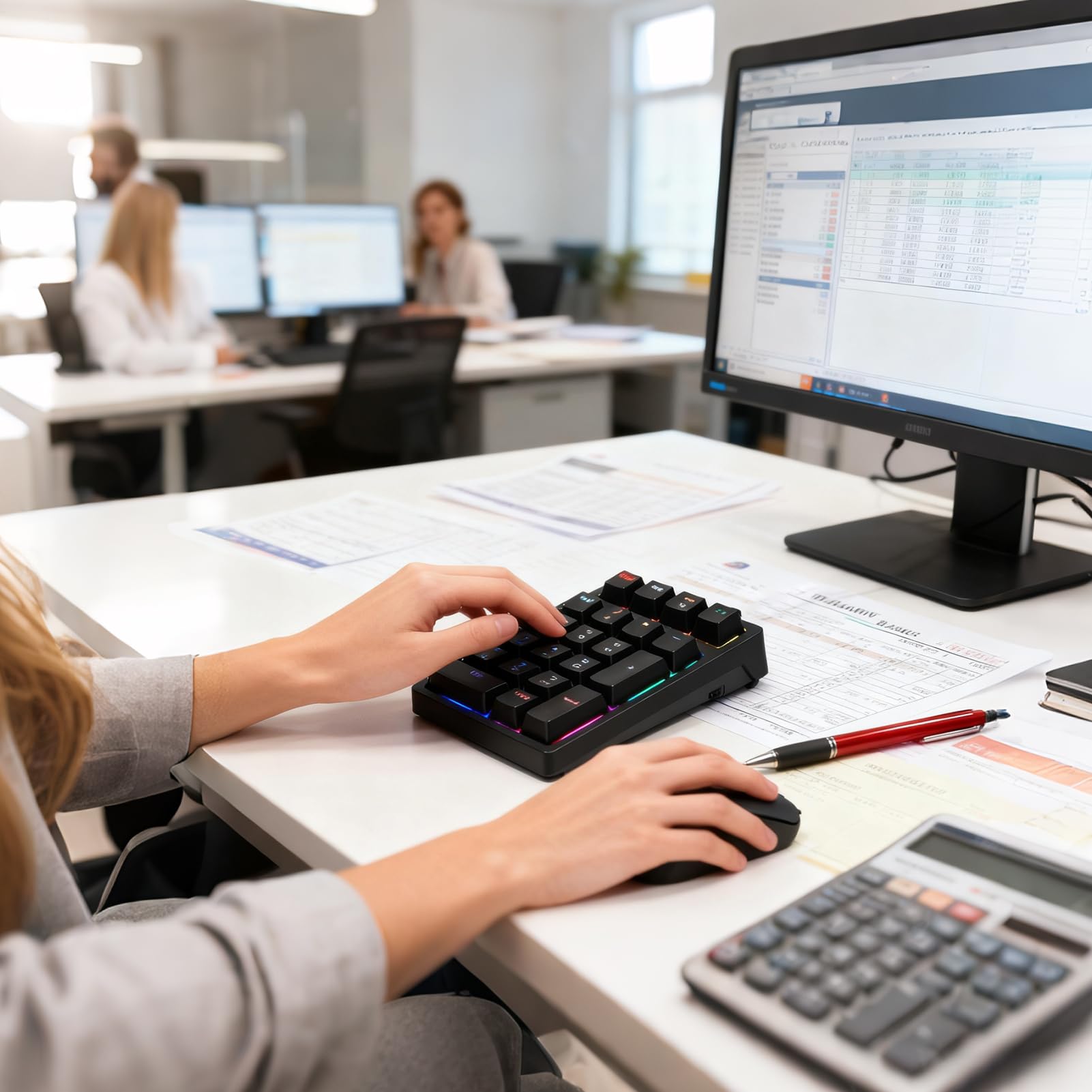 Tastierino Numerico Tastiera Meccanica Compatta con Porta USB | Tastierino Numerico Senza Fili Con 21 Tasti Meccanici Adatto Per La Contabilità Finanziaria E Per I Desktop I Computer I