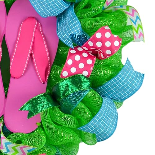 Miniatura 5 de Flip Flop Summer Wreath - Pool Spring Beach Lake House Decor  Sandals Lime Green Turquoise Pink