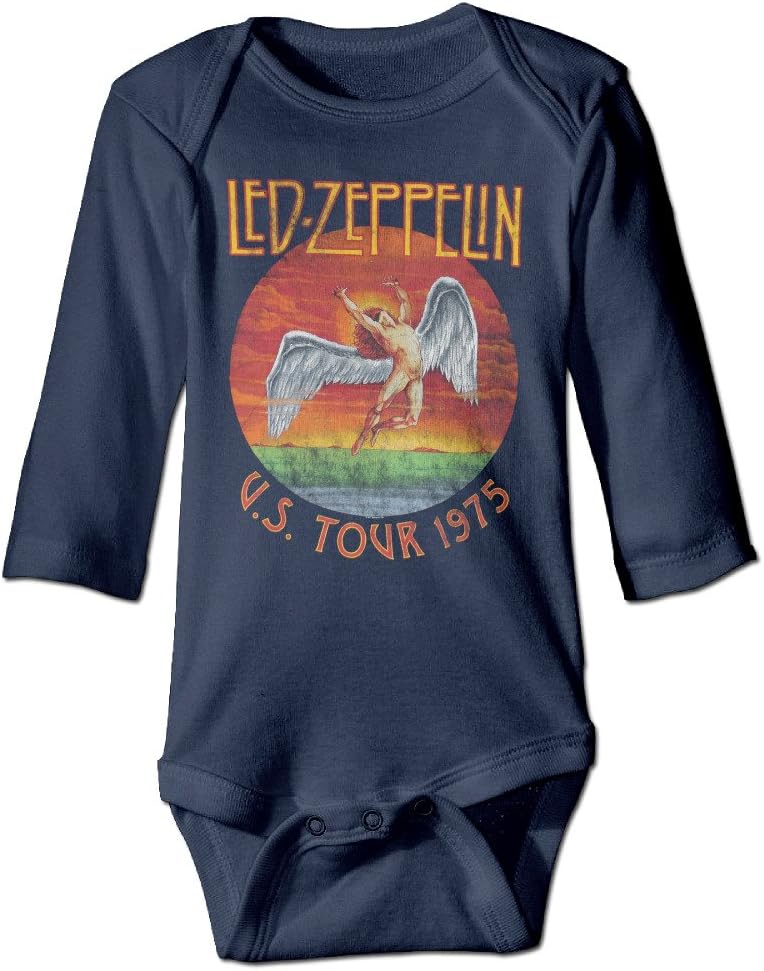 U.s. Tour 1975 Rock Led Zeppelin Baby Onesie Bodysuit Toddler Clothes Longsleeve Navy Apparel