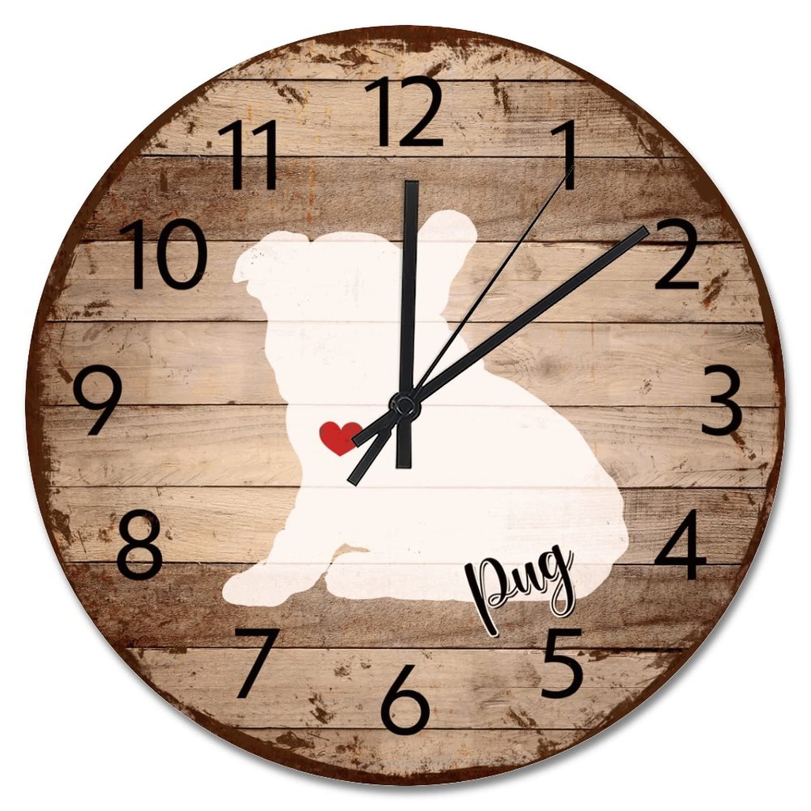 Horloge murale pour salon et cuisine grand format retro en bois vieilli Carlin