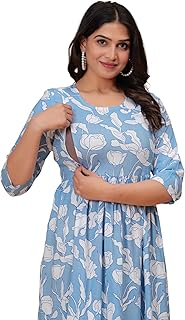 jikonet Women's Maternity Kurti with Hidden Zipper Cotton Feeding Pregnancy Dresses-picture-31