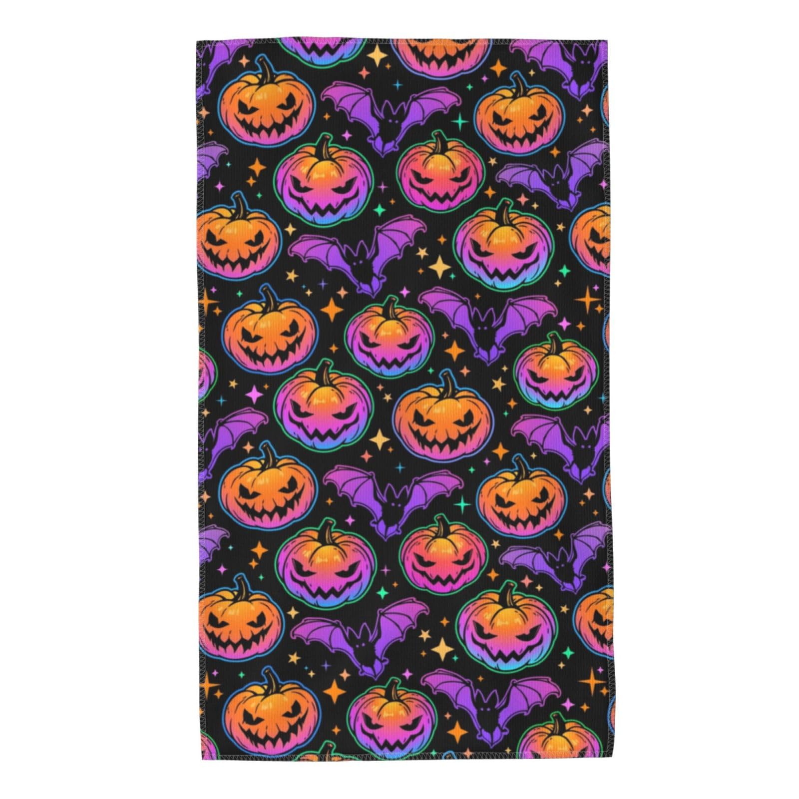 FJQWKLF Colorful Multicolor Pumpkins and Bats Super Soft Hand Towels 27.5x15.7inch Multi-Purpose Skin-Friendly Absorbent Thin Bathroom Towels