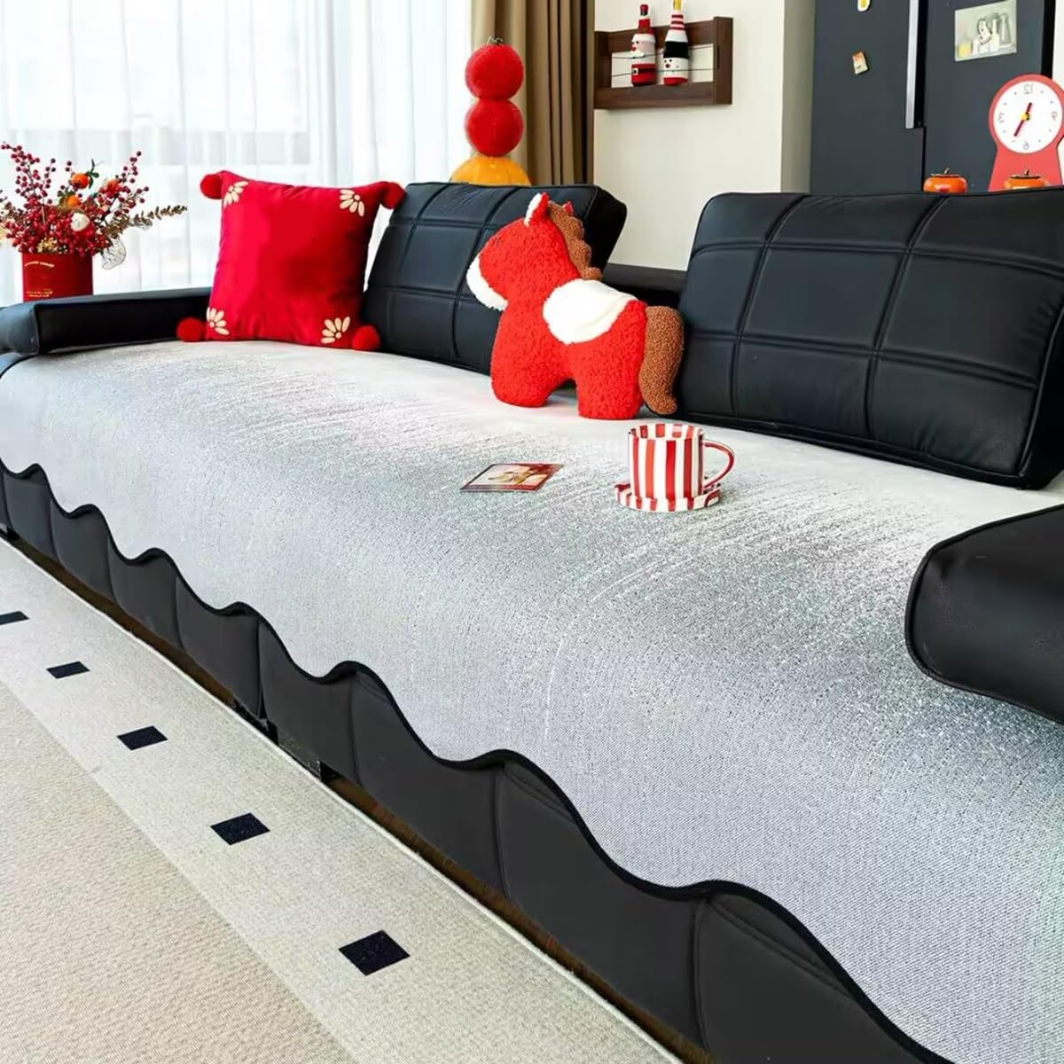 ZGWRYI Slipcovers Seat Protector,Thick Chenille Sofa Covers Non Slip,Soft Washable Couch Seat Protector Pads Throws for Furniture Settees Corner Armchair(Gray,70x120cm)