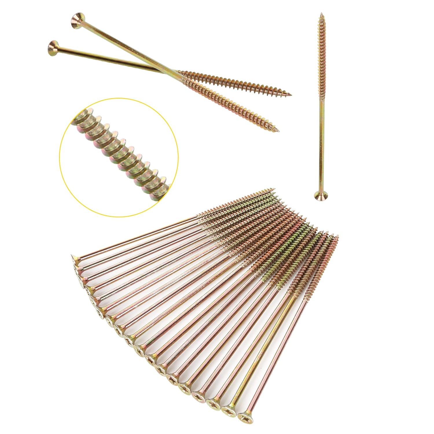 SENENQU 100PCS M6 x 180mm Long Wood Screws, Flat Modified Truss Head