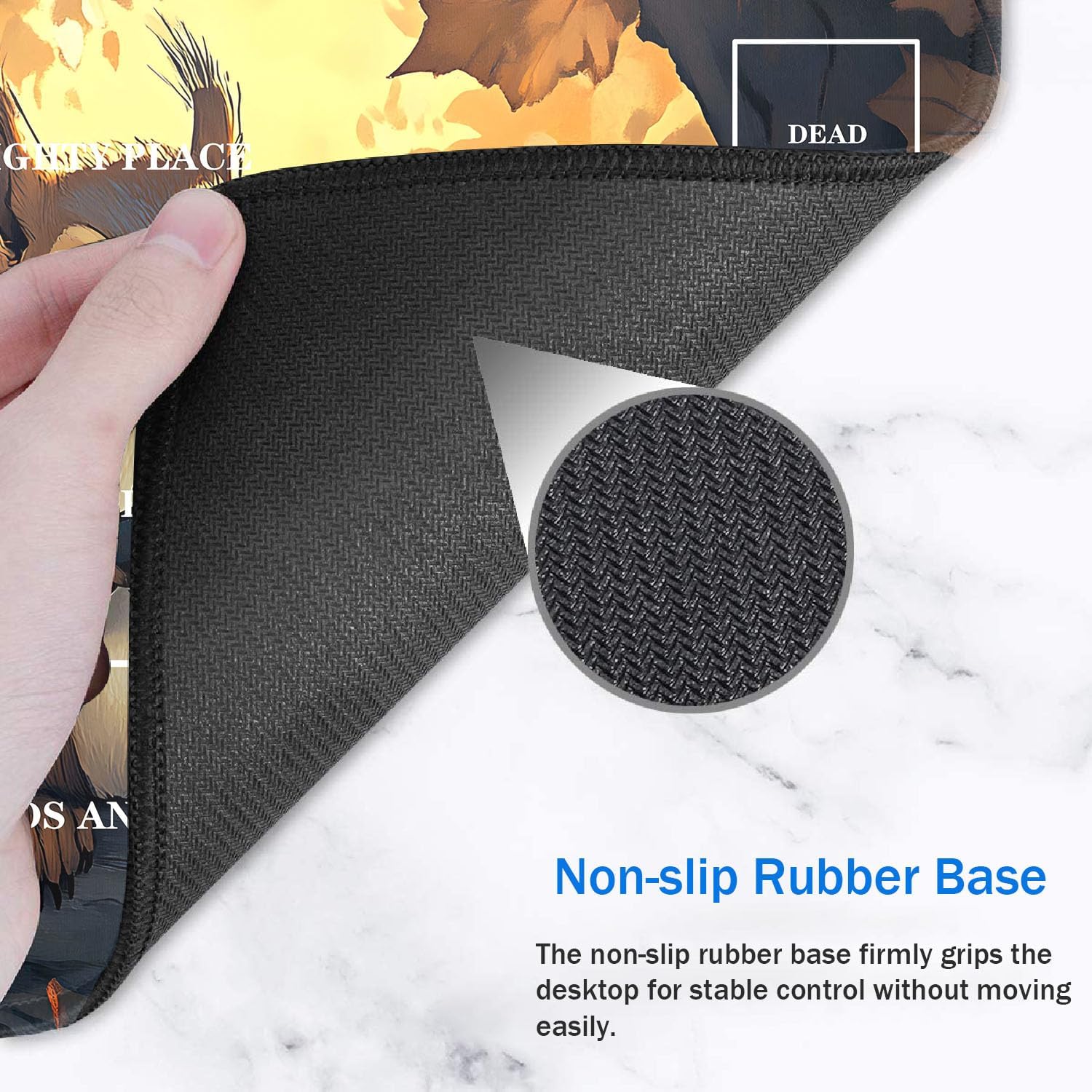 for TCG Playmat with Zones, Non-Slip Rubber Bottom Trading Card Game Mat with Storage Bag and 6 Dice, 24 x 14 inches for MTG Game Mat, Squirrel with Knife