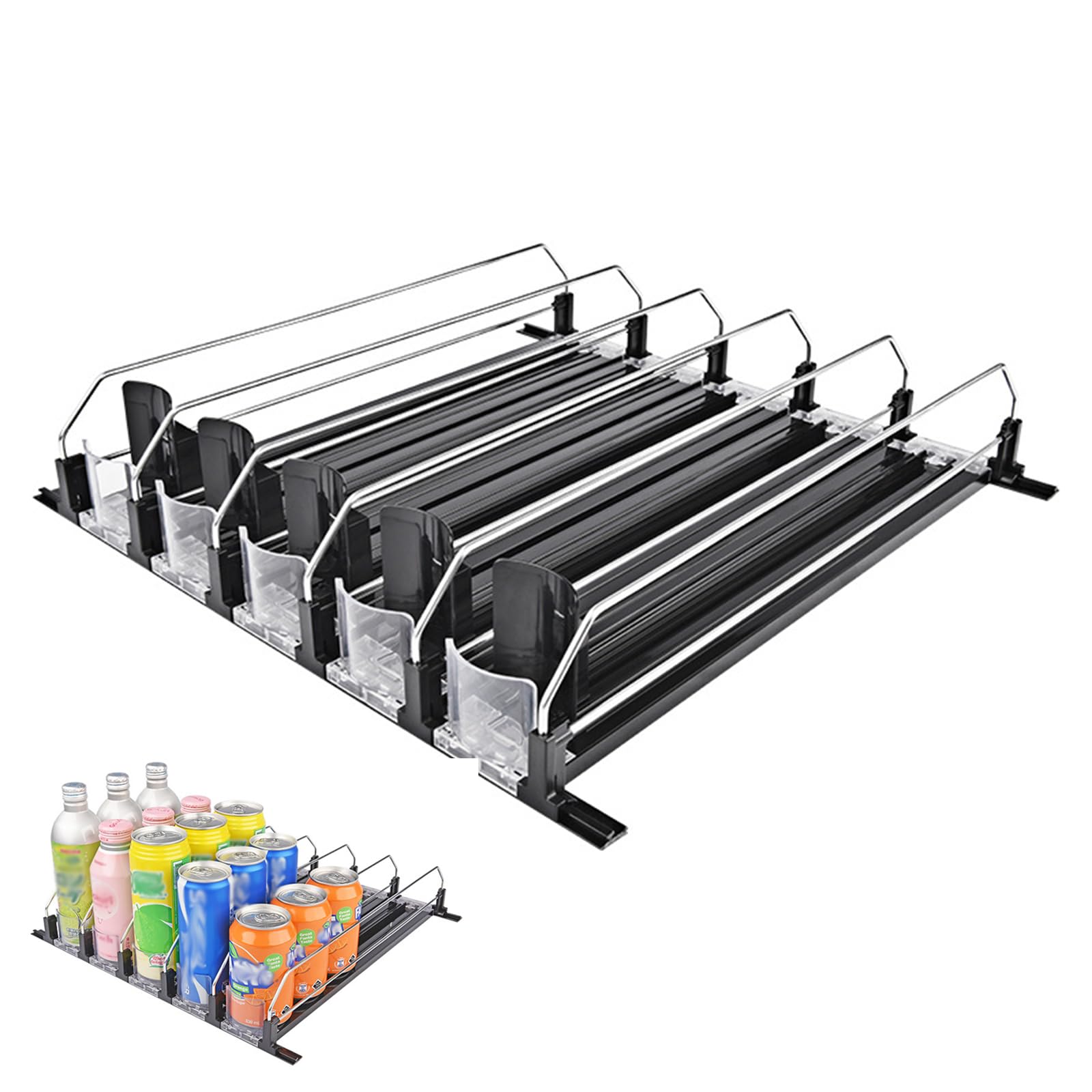 Organisateur de Réfrigérateur pour Canettes, Support de Canettes avec Poussoir Automatique Distributeur Automatique de Boissons Rangement Pratique pour Canettes de Soda et Boissons