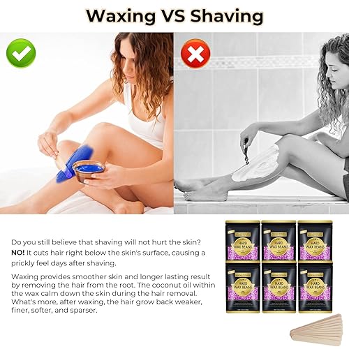 Miniatura 2 de Keethem Cuentas de cera para depilación, granos de cera dura de 1.3 libras21.1 onzas, cuentas de cera gruesa para cara, cejas, bikini brasileño para