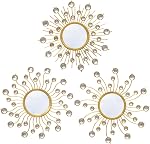 Miroir mur Décor Miroirs muraux décoratifs Sunburst Boho Miroir or Miroir mural art métal Décor Miroir suspendu Salle de bain de salon 3
