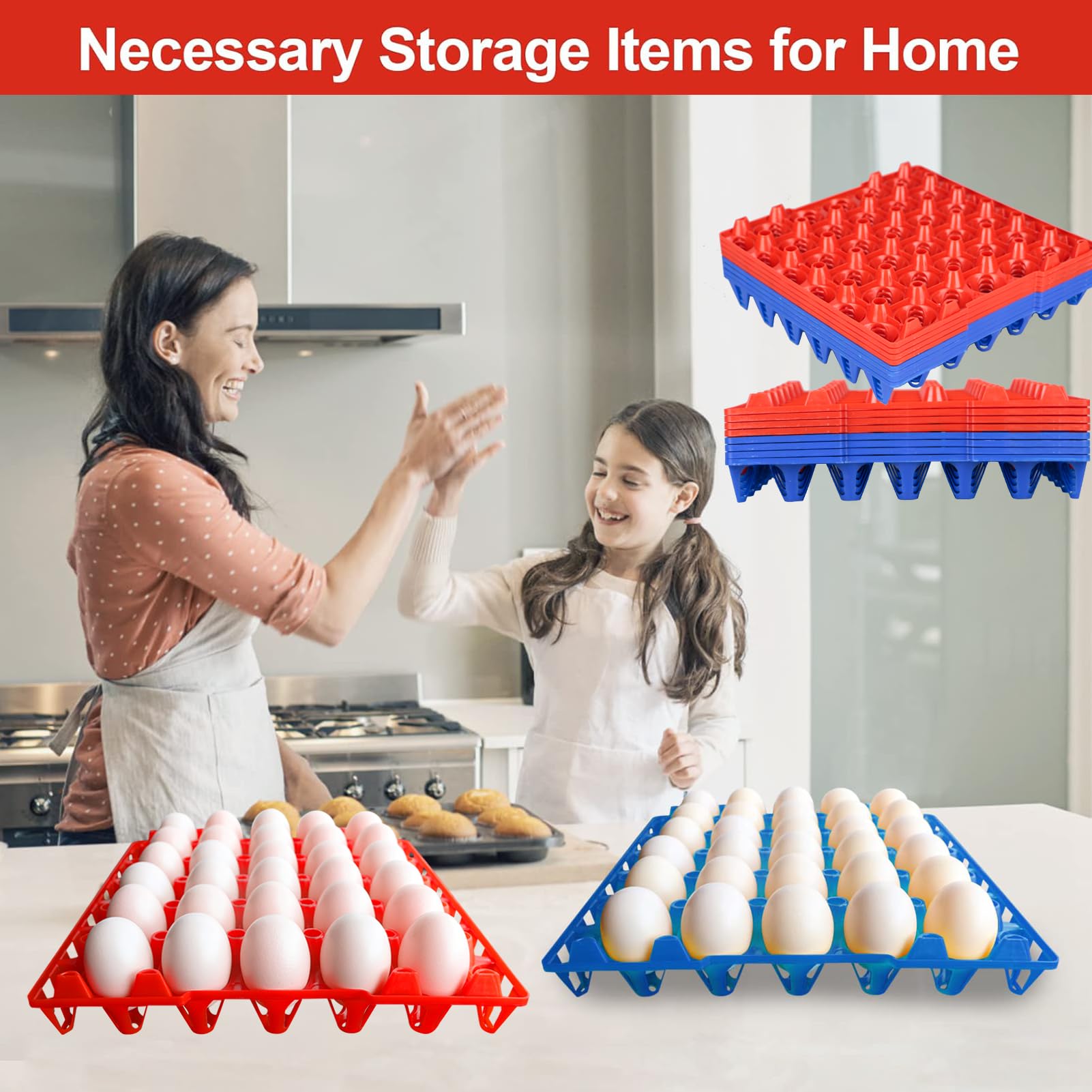 16PCS Vassoio per uova in plastica Cassette per uova 30-Egg Flats, scatole impilabili per uova contenere più uova per allevatori di polli domestici, prodotti agricoli in plastica per la conservazione