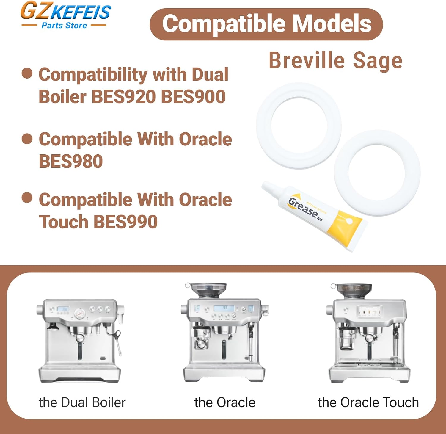 58mm Steam Ring Group Head Seal Gasket (2 Pack), Compatible with Breville Oracle BES980, Oracle Touch BES990, Dual Boiler BES920，BES900 - Shower Head Replacement Part SP0001635