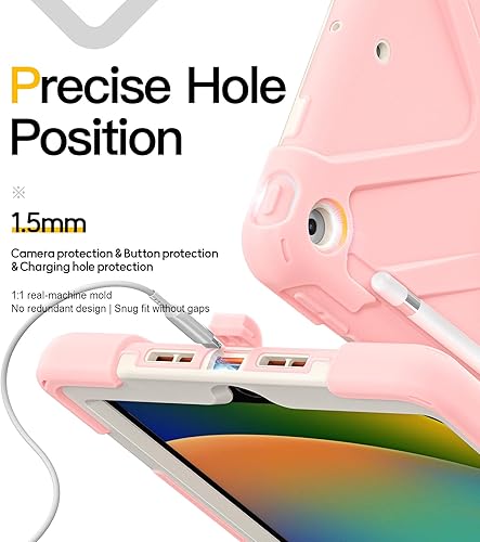 Miniatura 9 de BRAECN Funda para iPad de 10.2 pulgadas 202120202019, funda híbrida de tres capas para niños y niñas, con correa para el hombro, correa de mano,