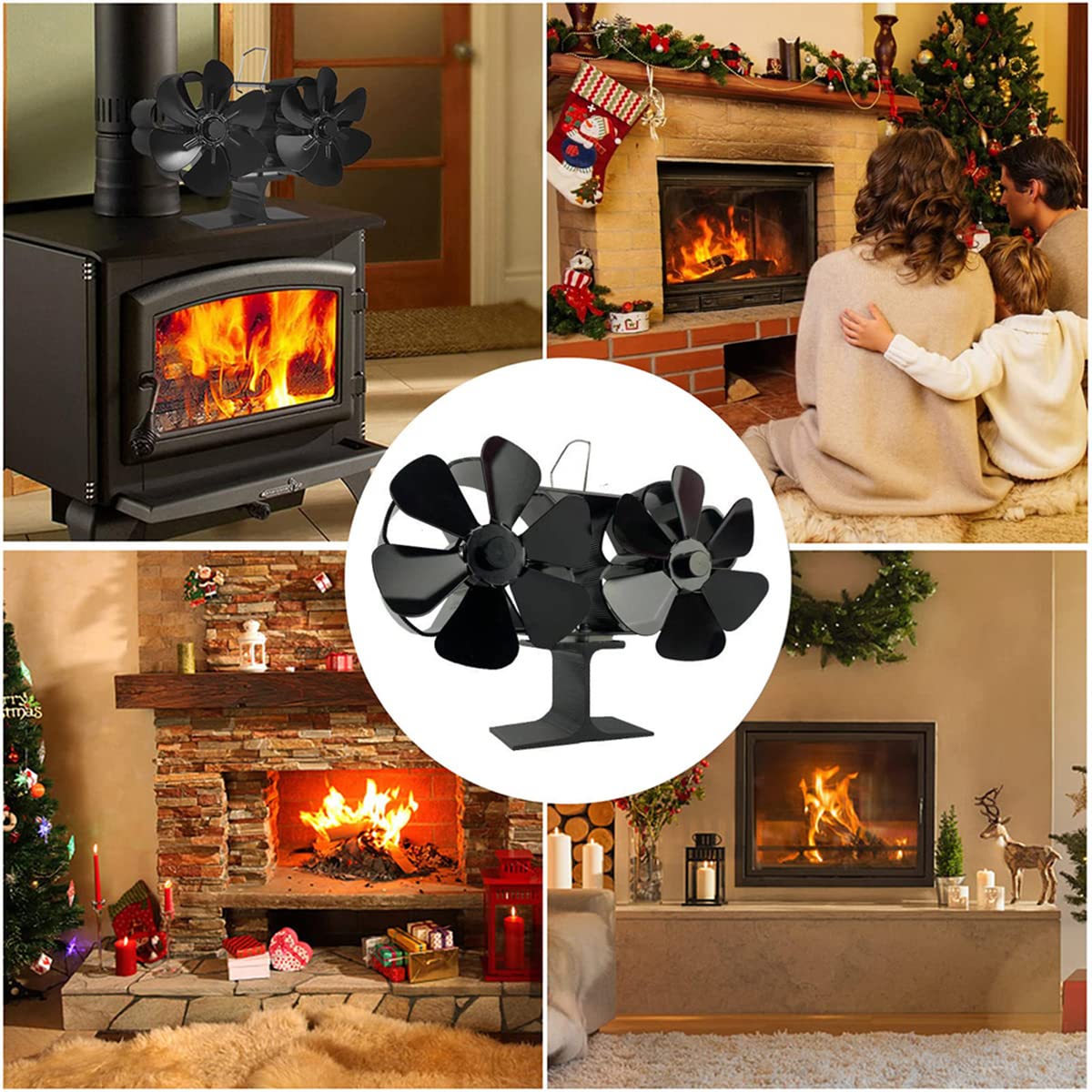 Wood Stove Fan JossaColar Heat-Powered 12-Blade Non-Electric