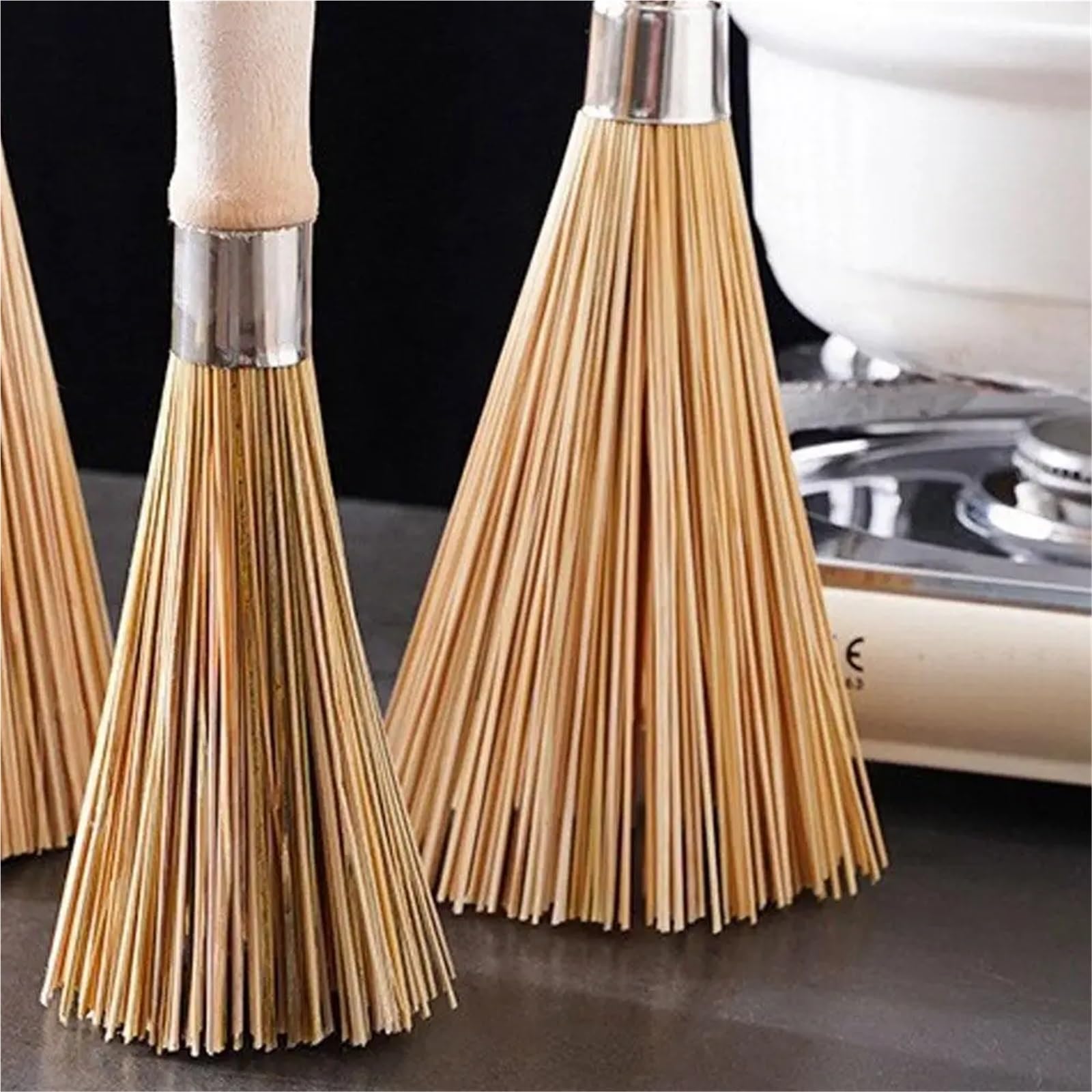 Cepillos para Fregar los Platos, Cepillo for ollas, Mango Largo, Limpieza de Wok, fregador de Platos, Limpiador de cacerolas, 30cm, 25cm de Madera | Style 05