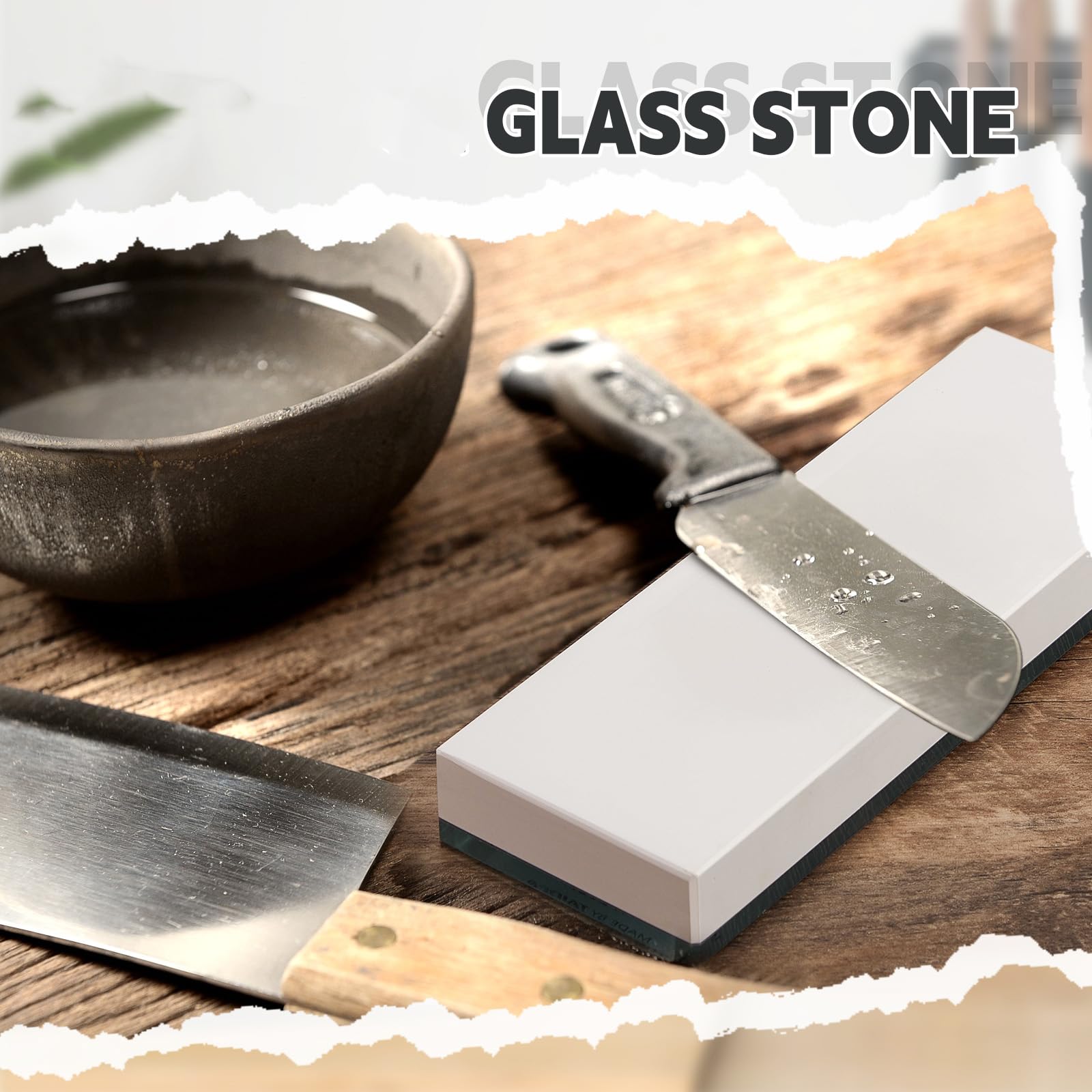 WILLBOND 15000# Glas-Schleifstein, 7,5 cm B x 21,6 cm L, Schleifstein, einseitig, 0,5 cm dick, Nassschleifer, Ölstein