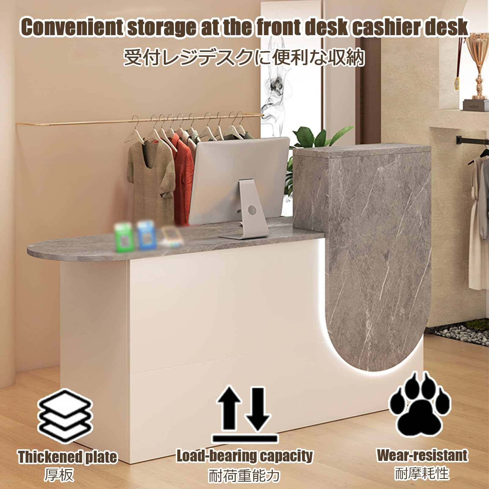 Amazon.co.jp: HUFIREHU 受付 カウンターテーブル 木製の