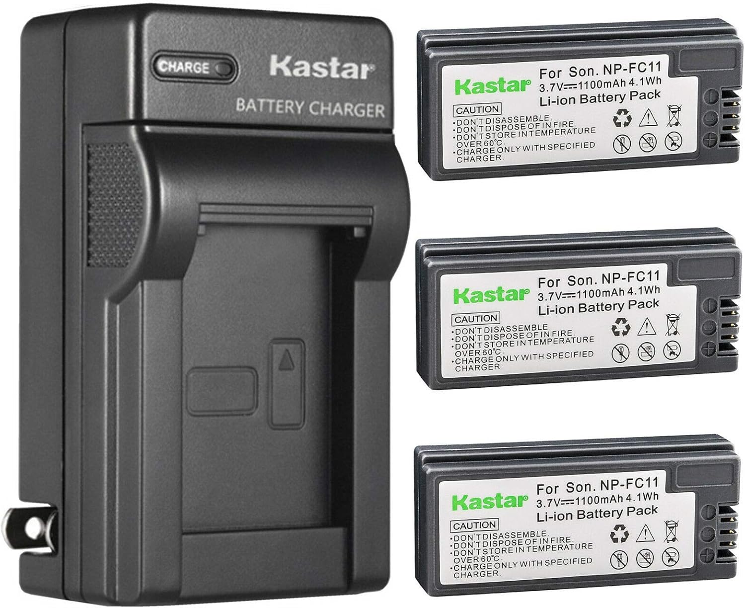 Kastar 4-Pack Battery and AC Wall Charger Replacement for Sony NP-FC11/FC10 Battery, BC-VC10 Charger, Cyber-shot DSC Cameras