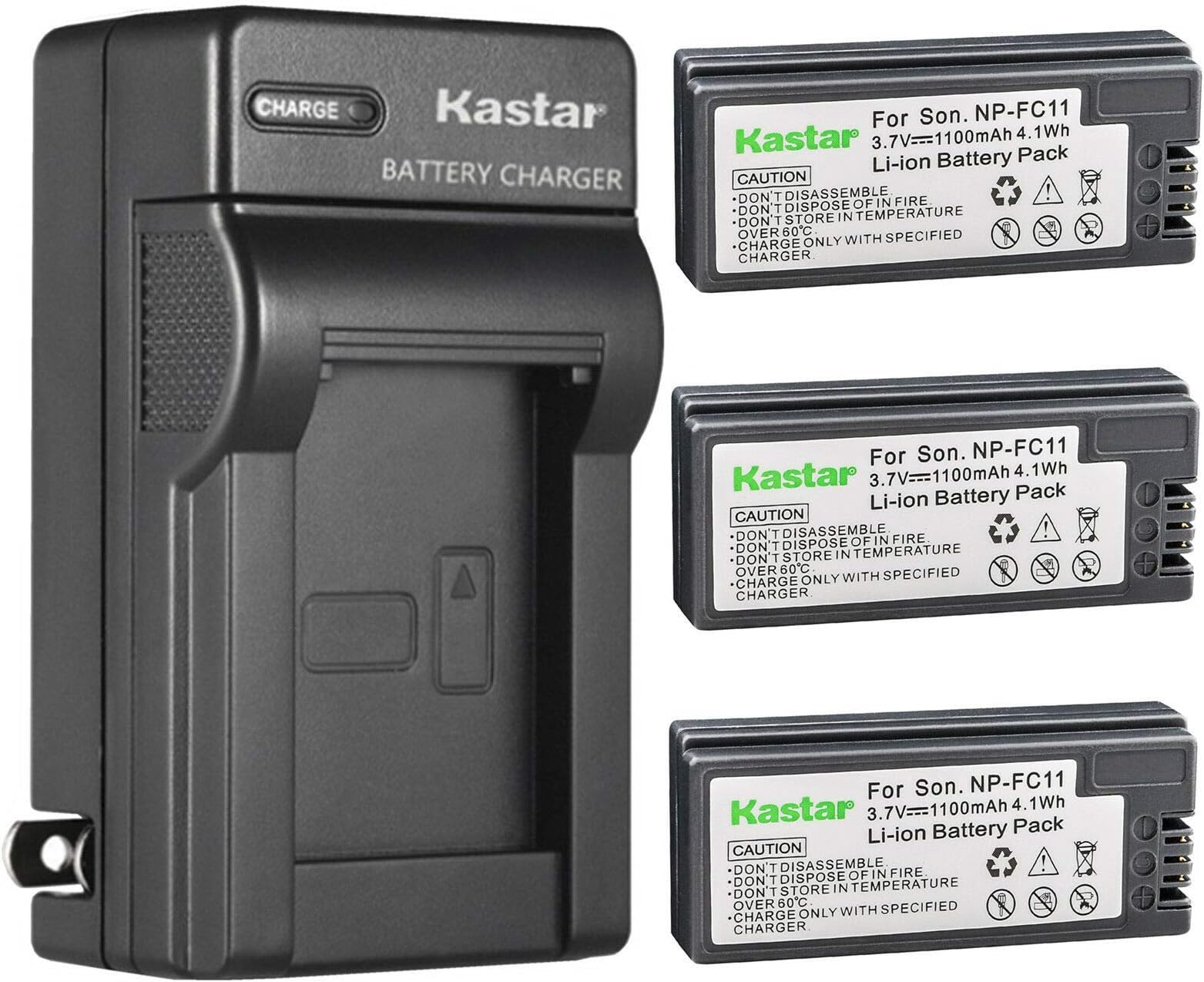 Kastar 3-Pack Battery and AC Wall Charger Replacement for Sony NP-FC11/FC10 Battery, BC-VC10 Charger, Cyber-shot DSC-P8/P9/P7/P2/P3/P5/F77/P10/P12 Cameras