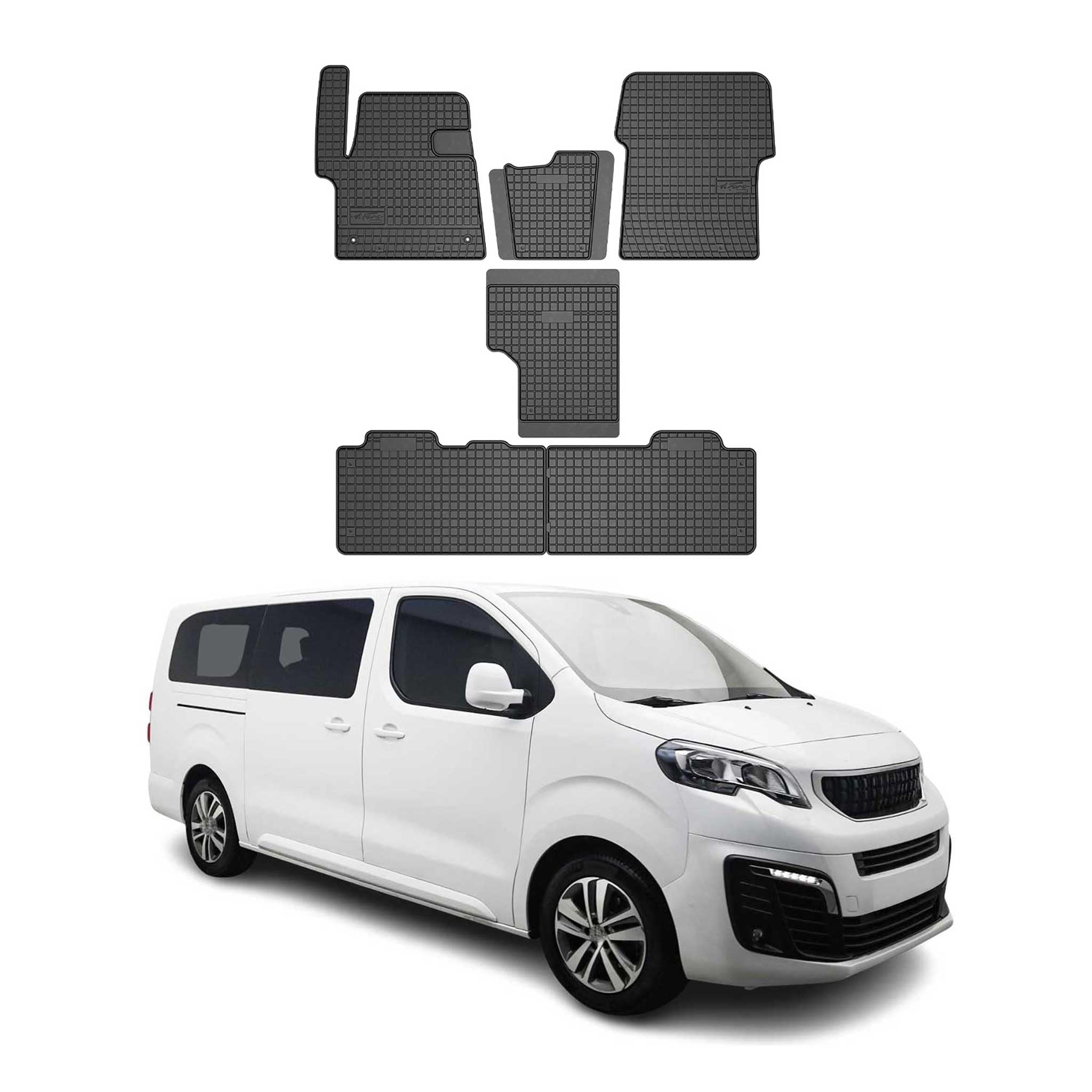 OMAC Dywaniki Gumowe Pasujące do Peugeot Traveller 2016-2026 Dywaniki Samochodowe Guma Czarny 6X