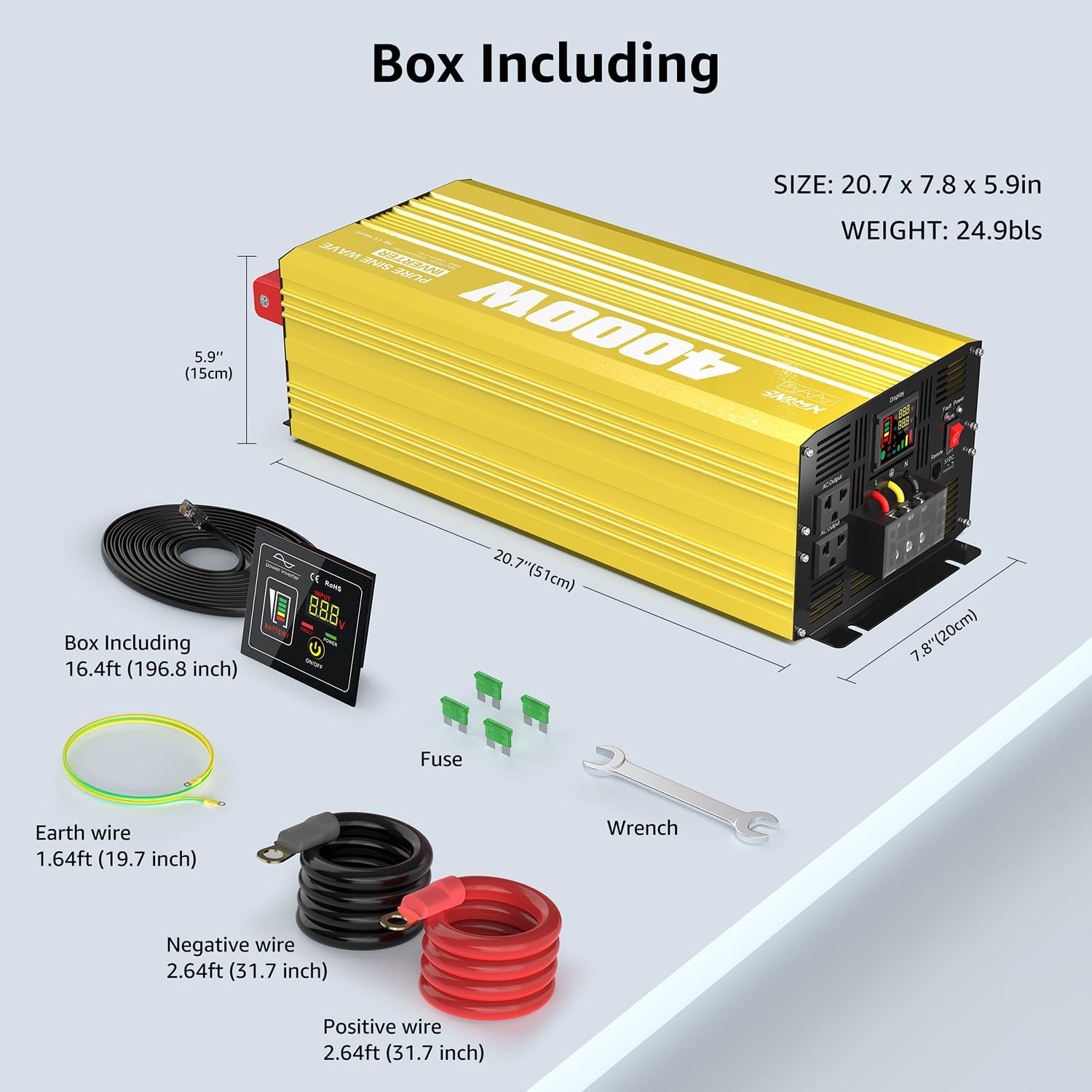 Image showing the inverter and all included accessories in the box