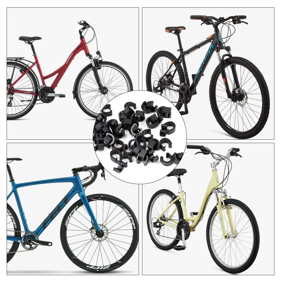Teegxddy Lot De 100 Clips C En Plastique Pour Vélo – Pour Câbles De Frein, Gaines, Chambres à Air – VTT, Course, BMX, Pliant – Réutilisable