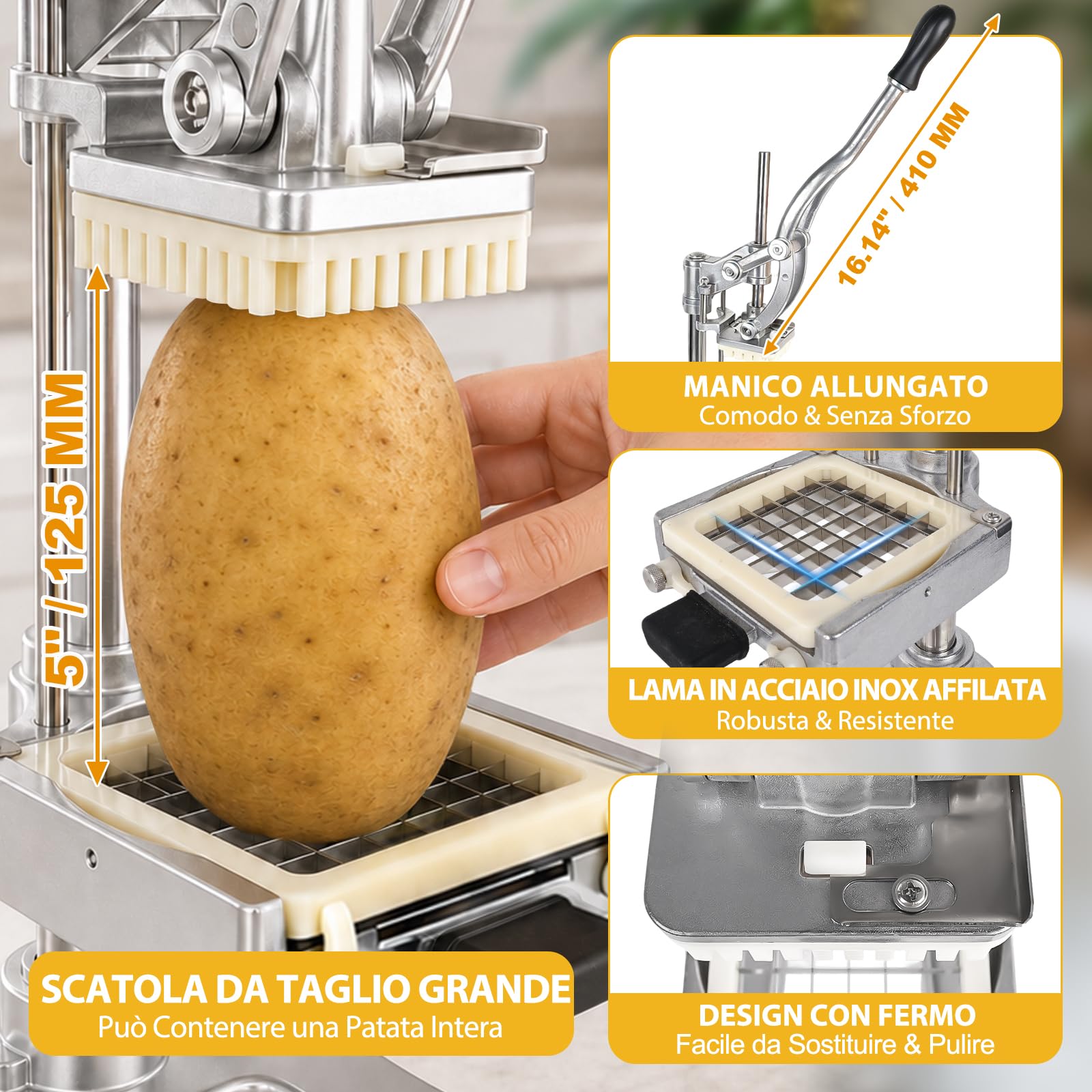 Anatole 2 in 1 Tagliapatate per Patate Fritte & Spremiagrumi Manuale a Leva