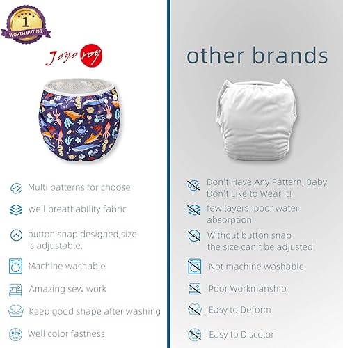 Miniatura 4 de Joyo roy Pañal de natación reutilizable para bebé, pañales de natación reutilizables para niños pequeños, pañales de natación medianos, pañales de