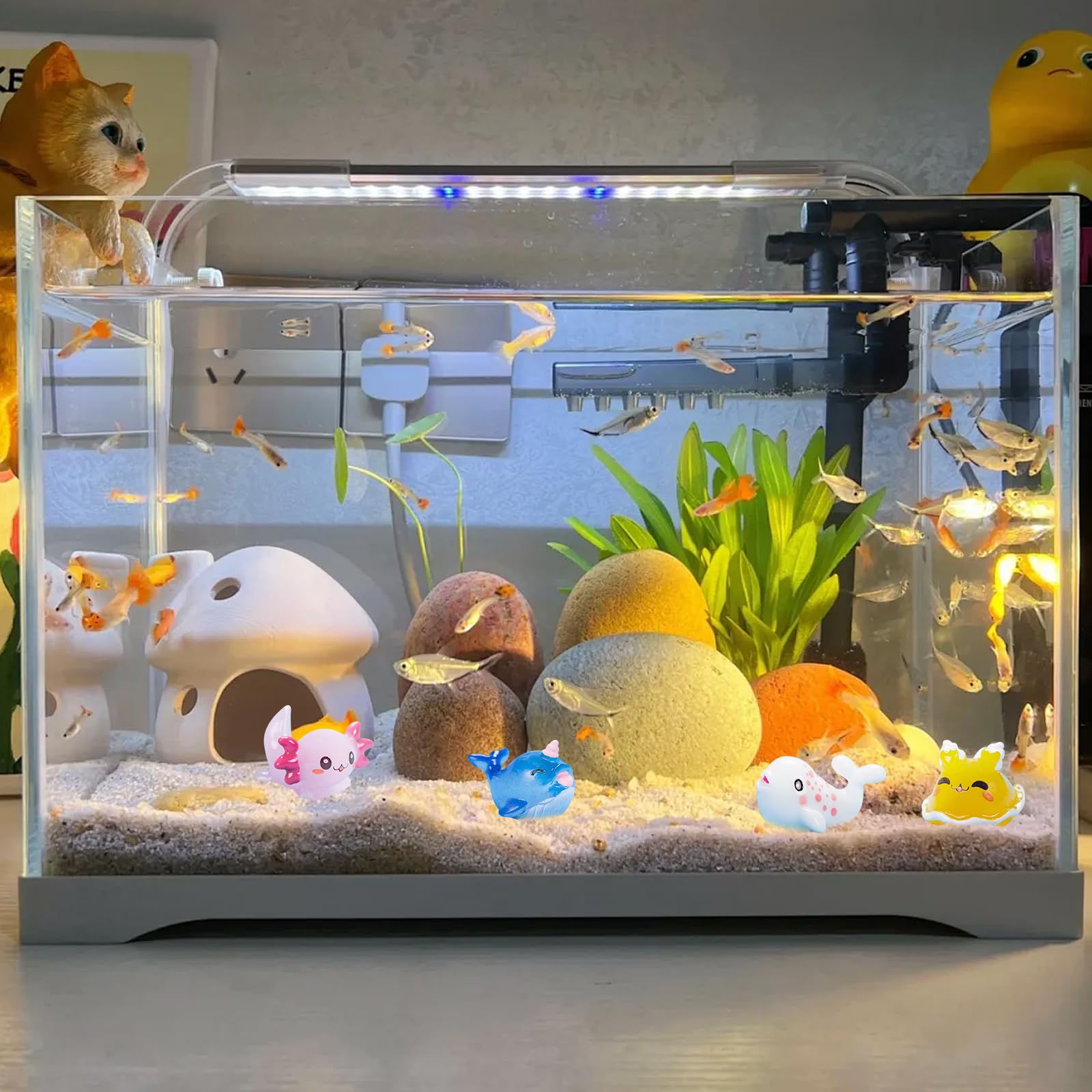 32 stuks mini-figuren oplichtend in het donker - oceaan hars oceaandieren miniatuur