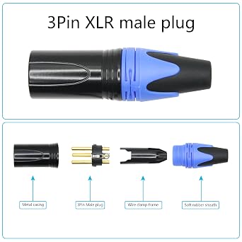 4Pcs 3 Pin XLR Solder Type Connector, Audio Microphone Male Plug Socket