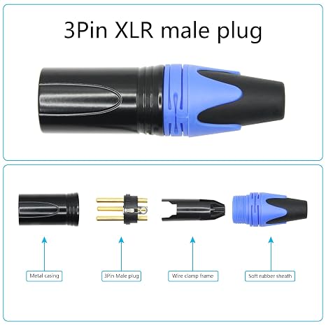 4Pcs 3 Pin XLR Solder Type Connector, Audio Microphone Male Plug Socket
