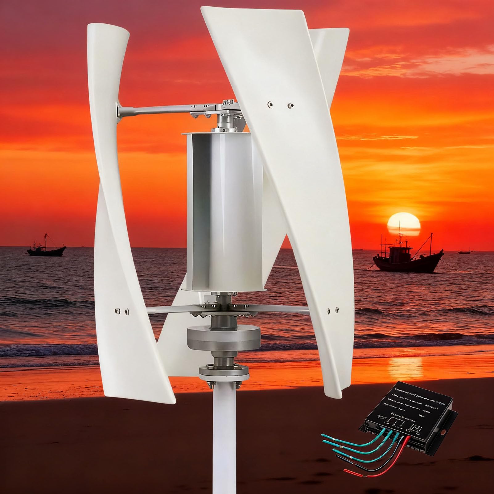 Generatore Eolico da 4000 W, 12 V 24 V 48 V 220 V con generatore Eolico Verticale a 3 Pale, generatore a Magnete Permanente, Kit per turbina eolica per energia Solare eolica Ibrida 220V