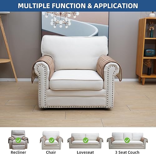 Miniatura 2 de Eismodra Fundas para reposabrazos de silla, funda de sofá para sofá reclinable, gatos y perros, funda antideslizante para reposabrazos reclinables,