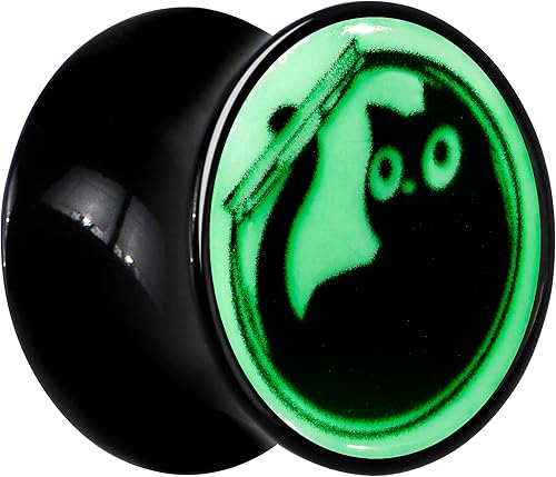 Miniatura 3 de 2 tapones acrílicos de color que brillan en la oscuridad para silla de montar de gatito y gato, enchufe de doble llamarada, calibre de tapón de oreja