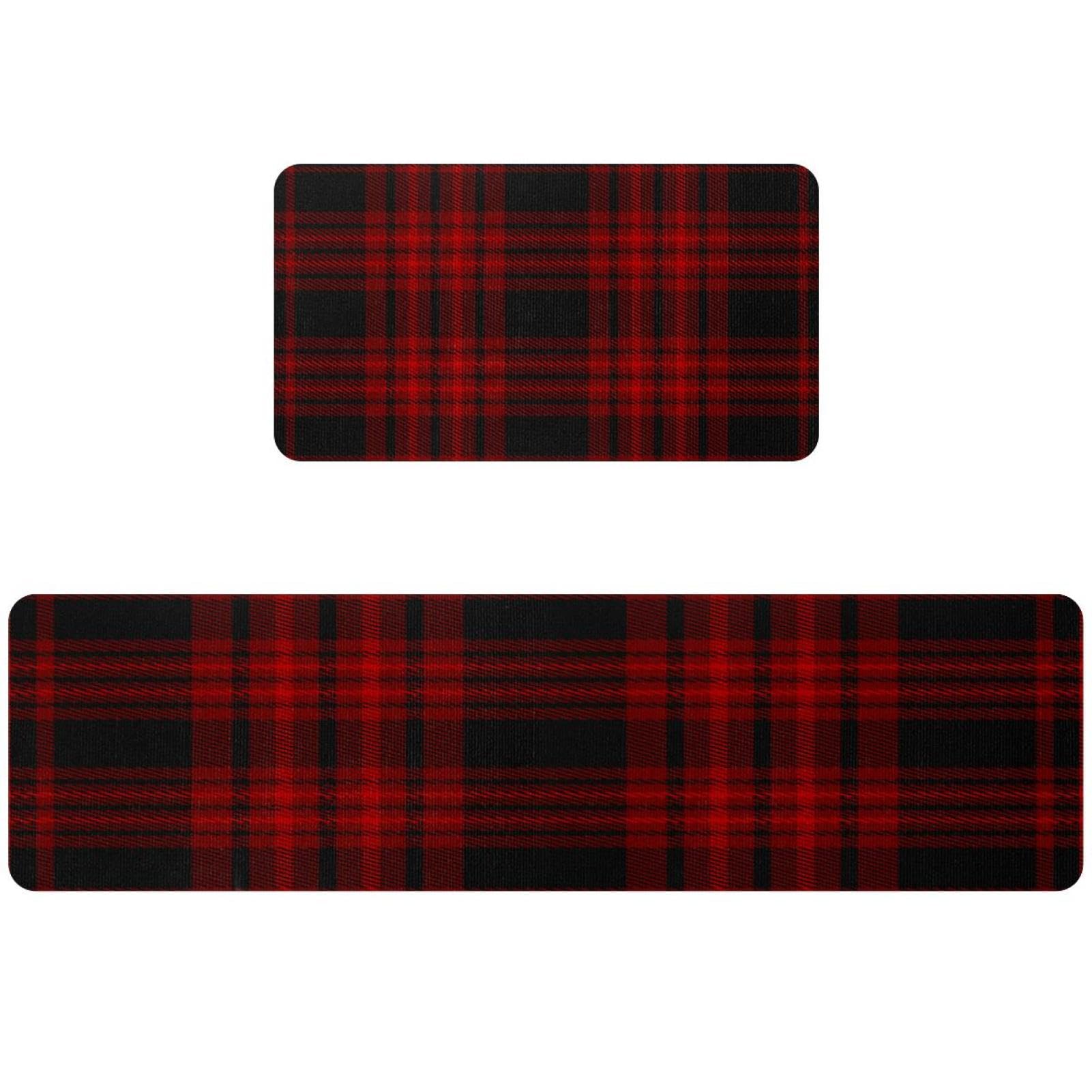 Tapis de cuisine antidérapant et lavable : lot de 2 grand confort absorbant motif écossais