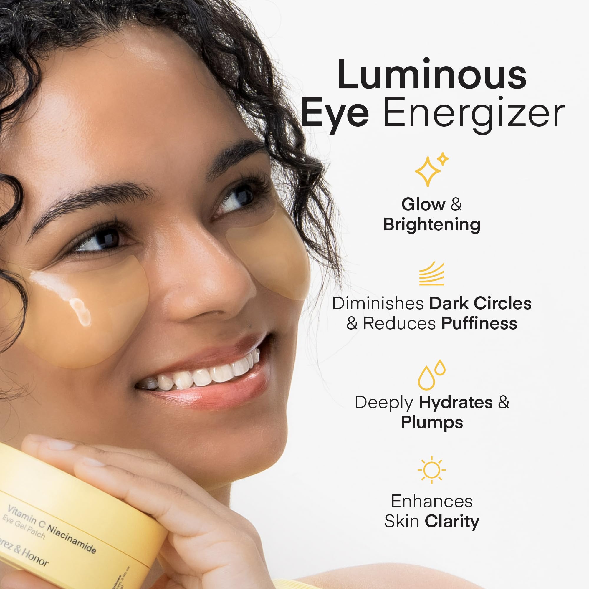 Terez & Honor Cerotti Occhi alla Vitamina C - 60 Pezzi Maschere Coreane Illuminanti e Idratanti con Acido Tranexamico e Caffeina - Patch Contorno Occhi Antirughe per Occhiaie, Borse e Rughe