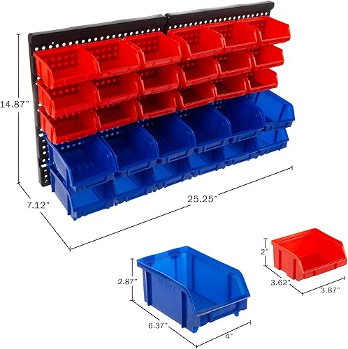 Miniatura 7 de Cajones de almacenamiento - 30 compartimentos para montaje en pared – compartimentos de fácil acceso para herramientas, clavos, tornillos, cuentas,