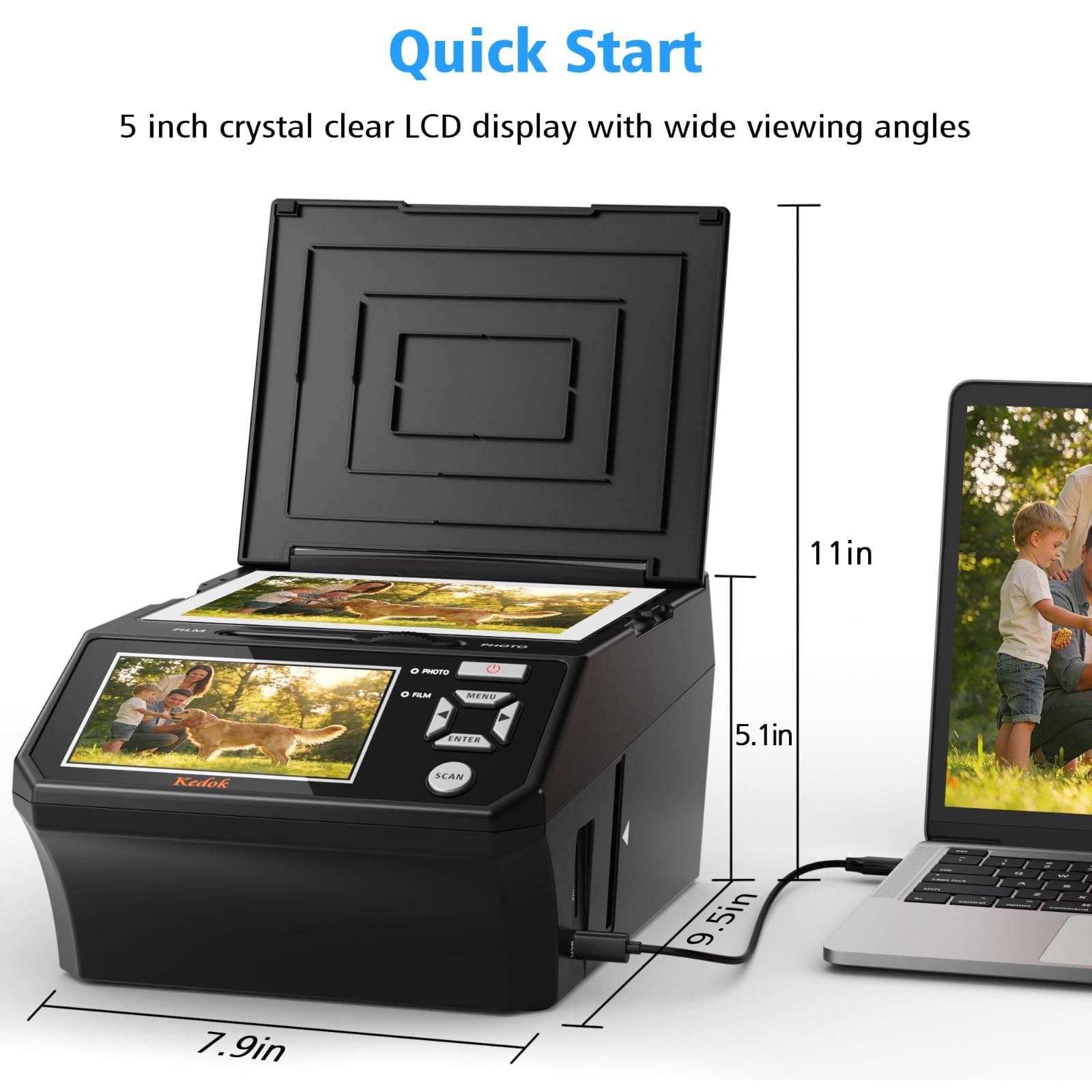 Escáner fotográfico 35mm 110mm 22MP LCD 5 Pulgadas JPEG Tarjeta SD 8GB
