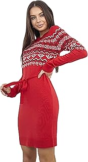 kraftd Christmas Jumper Dress for Women Long Sleeve Crew Neck Short Dress Knitted Ladies Pullover | Xmas Dress | Christmas Jumper | Long Sweater
