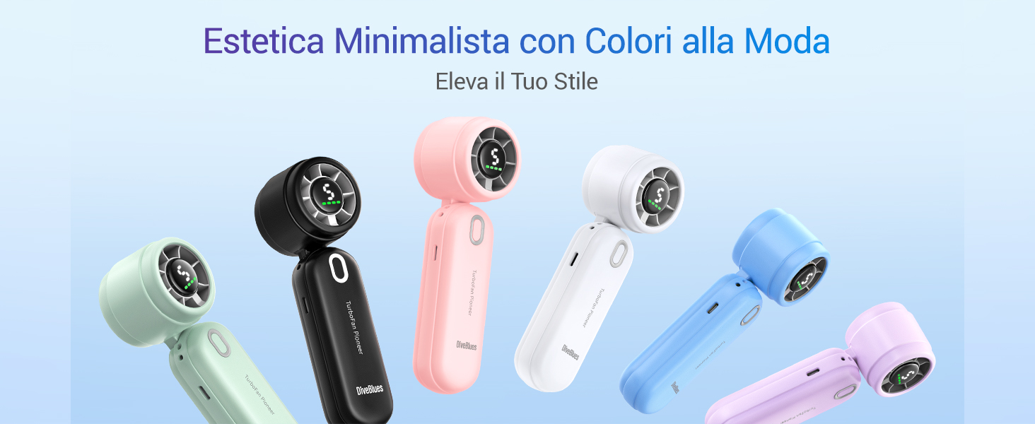 Ventilatore Turbo Portatile Ricaricabile 3 In 1, Con Display Digitale E 5 Velocità. Batteria 3600 MAh, Ricarica Type-C, Design Pieghevole. Ideale Per Outdoor E Viaggi. Colori: Bianco, Nero, Verde. - 2
