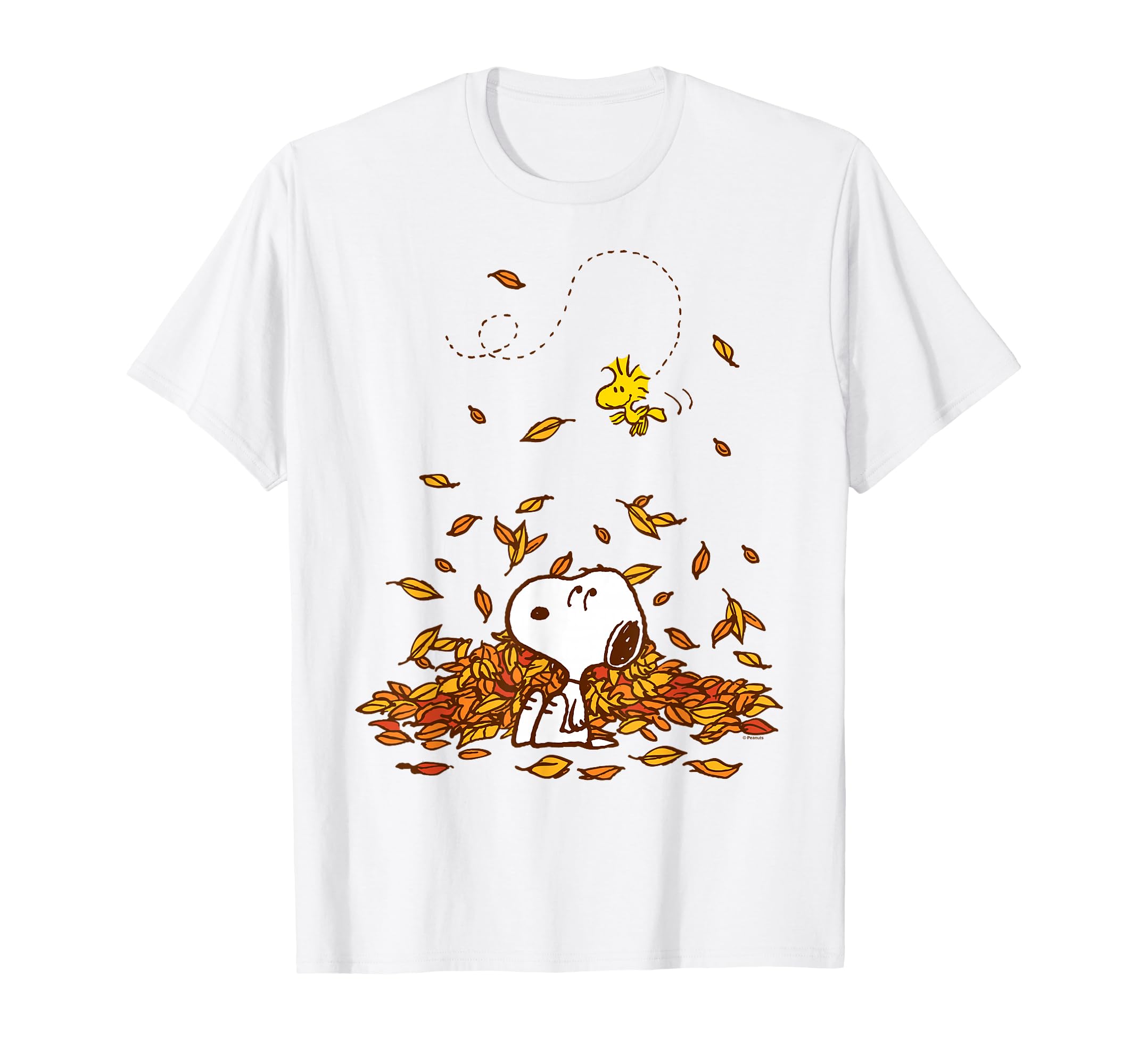 Peanuts Snoopy & Woodstock Fall Leaf Pile T-Shirt