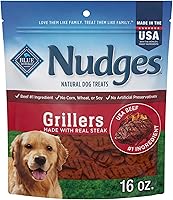 Blue Buffalo Nudges Grillers Natural Dog Treats with Real Steak - USA Made, Oven-Dried, 16 oz Bag