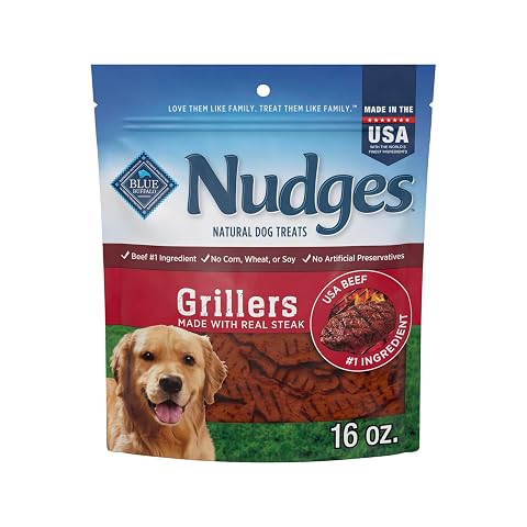 Blue Buffalo Nudges Grillers Natural Dog Treats Made in the USA with Real Steak 16-oz Bag