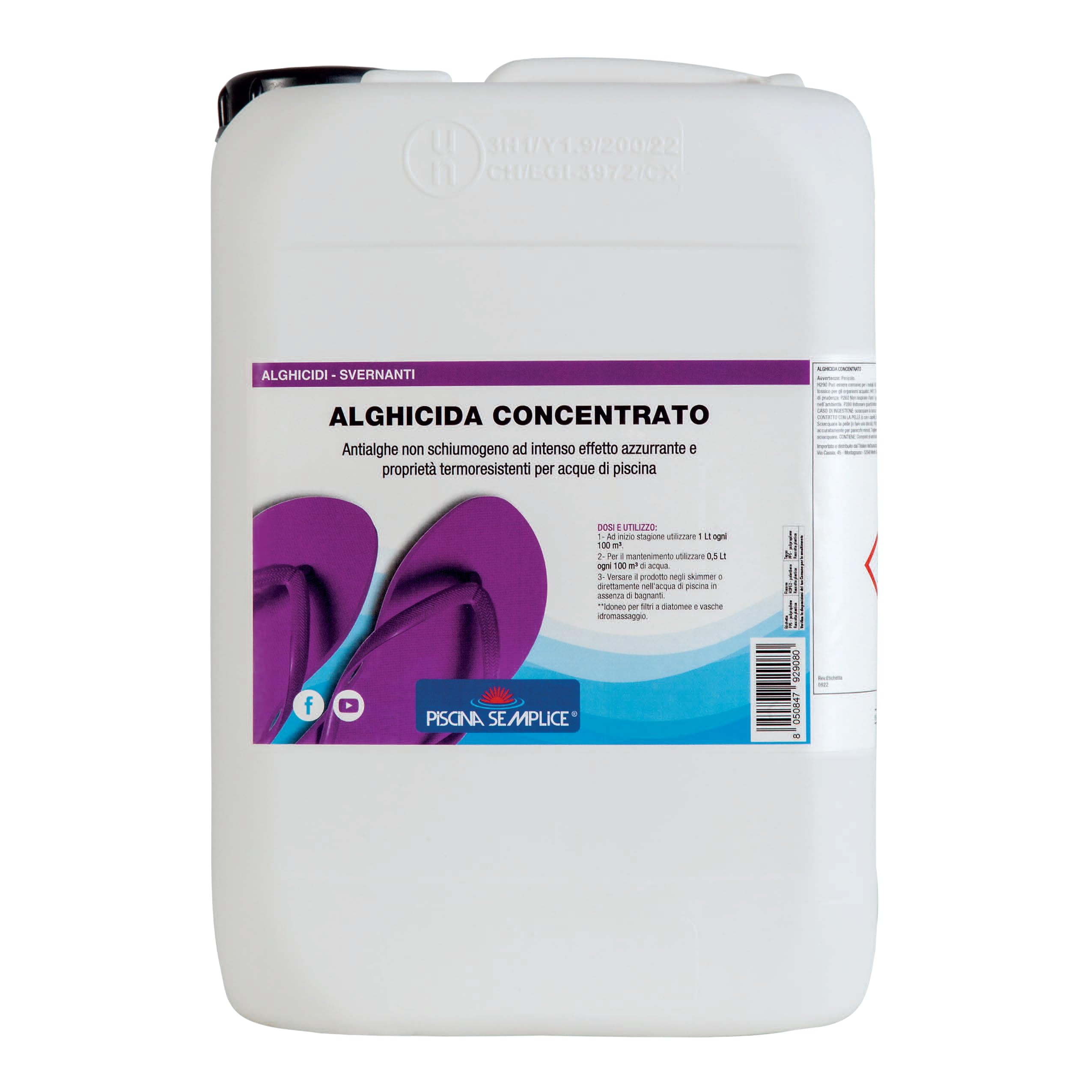 Lapi - 10 kg Alghicida Concentrato Liquido A Tripla Azione. Per Contrastare L'Insorgere Delle Alghe. Riduce Il Consumo Abituale Di Cloro. Esercita Un'Azione Ingoblante E Flocculante Dello Sporco. Effetto Azzurrante Delle Acque.